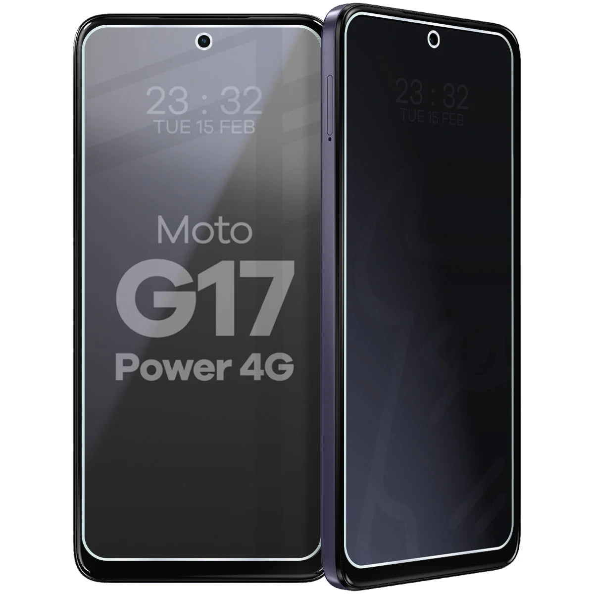 Hybridglas mit Privatschutzfilter für Motorola Moto G17 Power, Bizon Hybrid Shadow, Matt