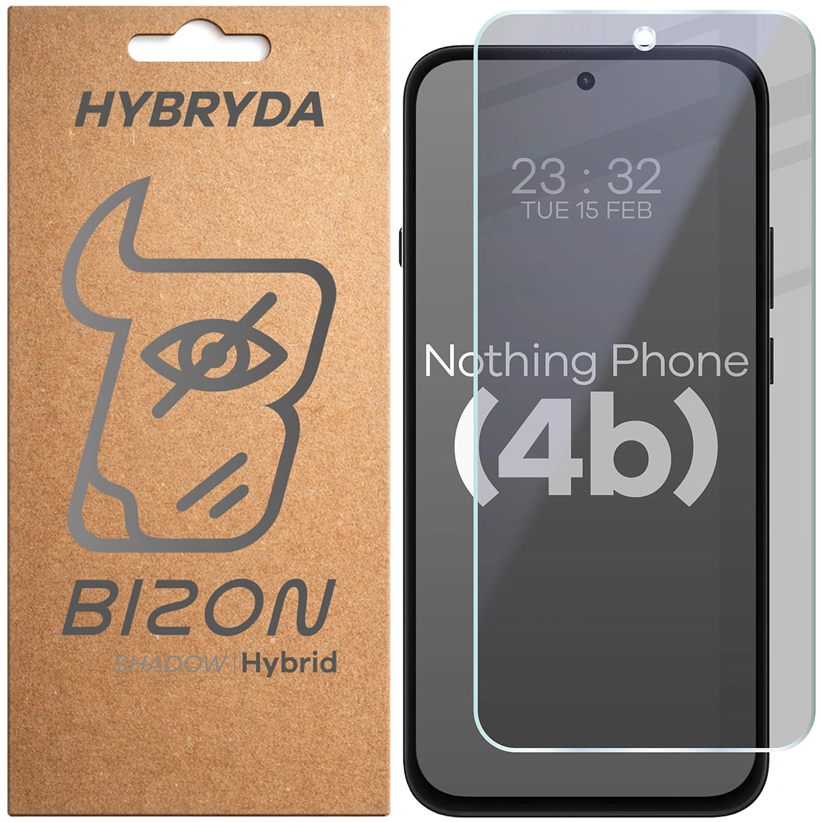Hybridglas mit Privatschutzfilter für Nothing Phone (4b), Bizon Hybrid Shadow, Matt