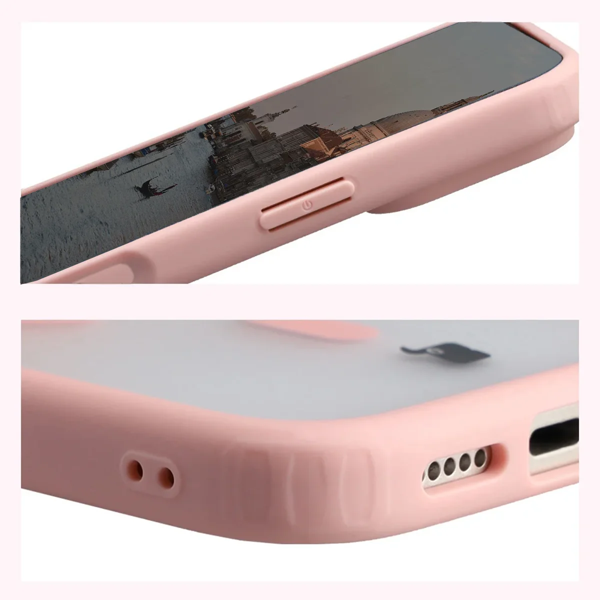 Schutzhülle mit Magnetring + gehärtetem Glas für iPhone 18 Pro Max / 17 Pro Max, Bizon MatteO Pack, Getönt-Hellrosa (6/9)