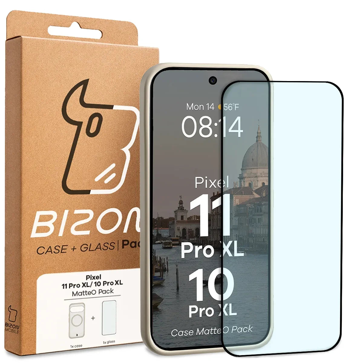 Schutzhülle mit Magnetring + gehärtetem Glas für Google Pixel 11 Pro XL / 10 Pro XL, Bizon MatteO Pack, Getönt-Beige (9/9)