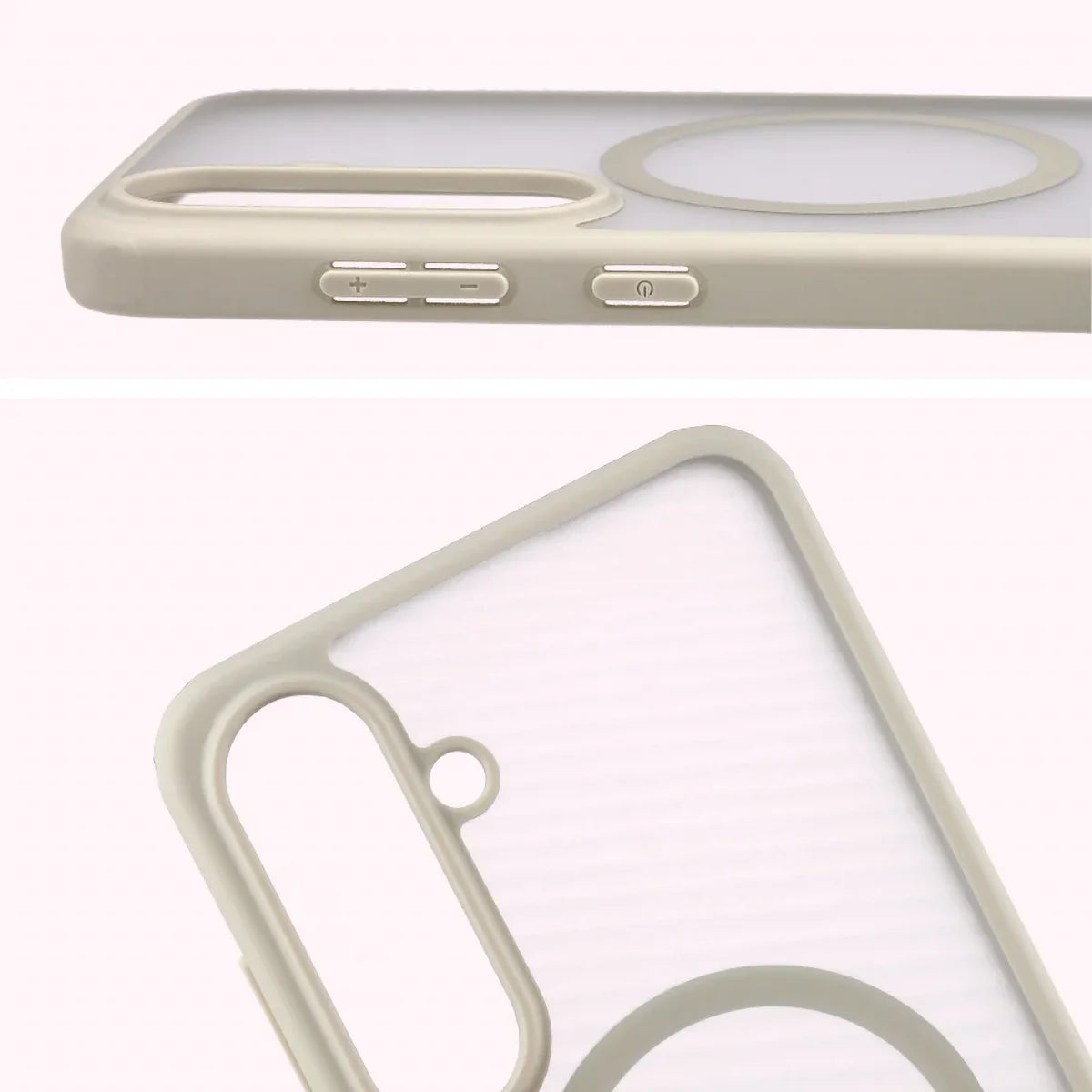 Schutzhülle mit Magnetring + gehärtetem Glas für Galaxy S26 FE / S25 FE, Bizon MatteO Pack, Getönt-Beige (5/9)