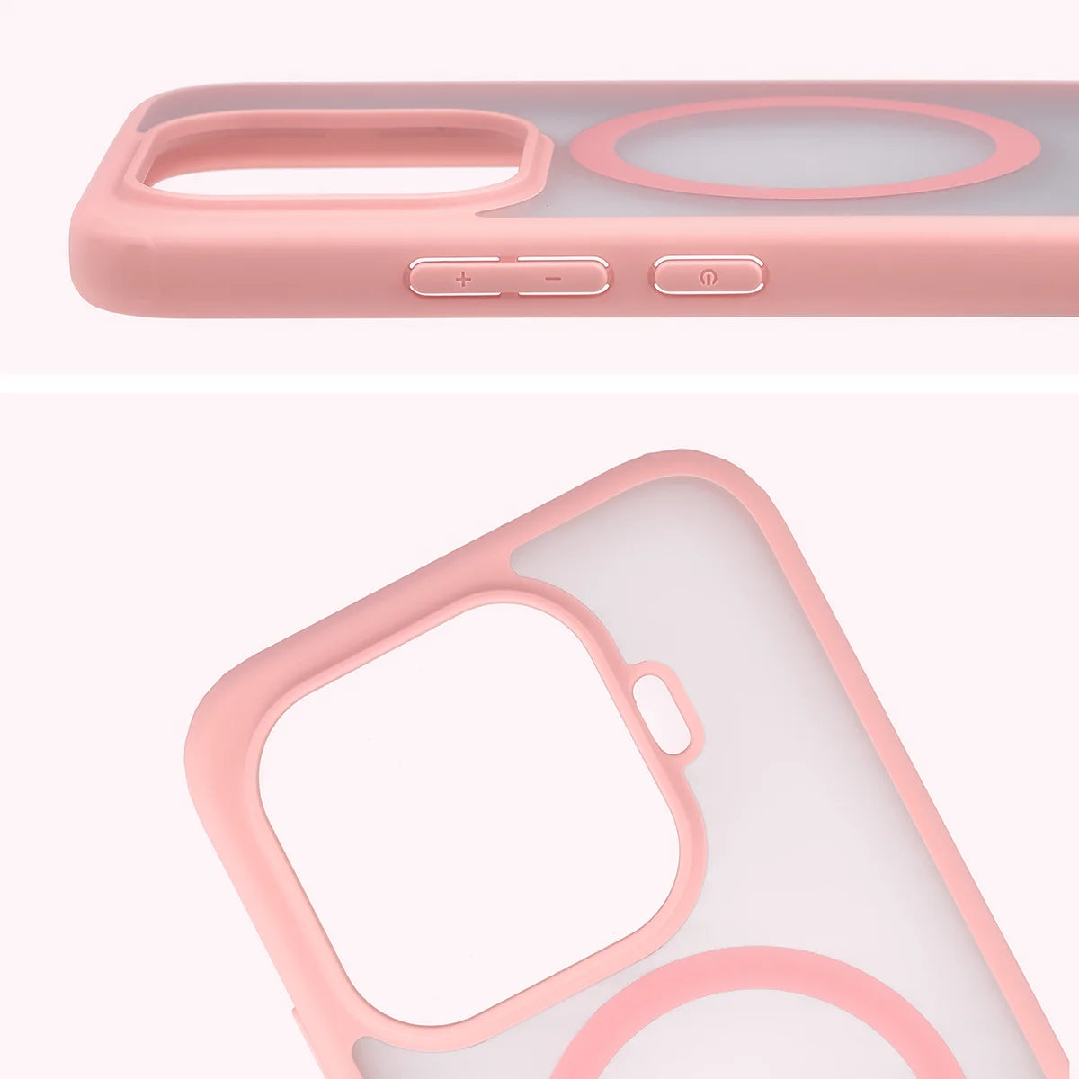 Schutzhülle mit Magnetring + gehärtetem Glas für Xiaomi 17T, Bizon MatteO Pack, Getönt-Hellrosa