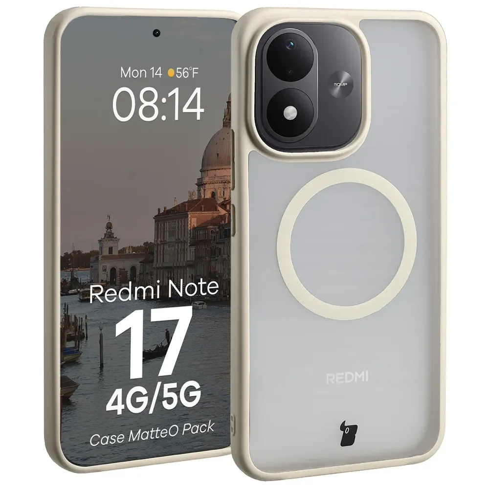 Handyhülle mit Magnetring + gehärtetem Glas für Xiaomi Redmi Note 17 4G/5G, Bizon MatteO Pack, Getönt-Beige (3/9)