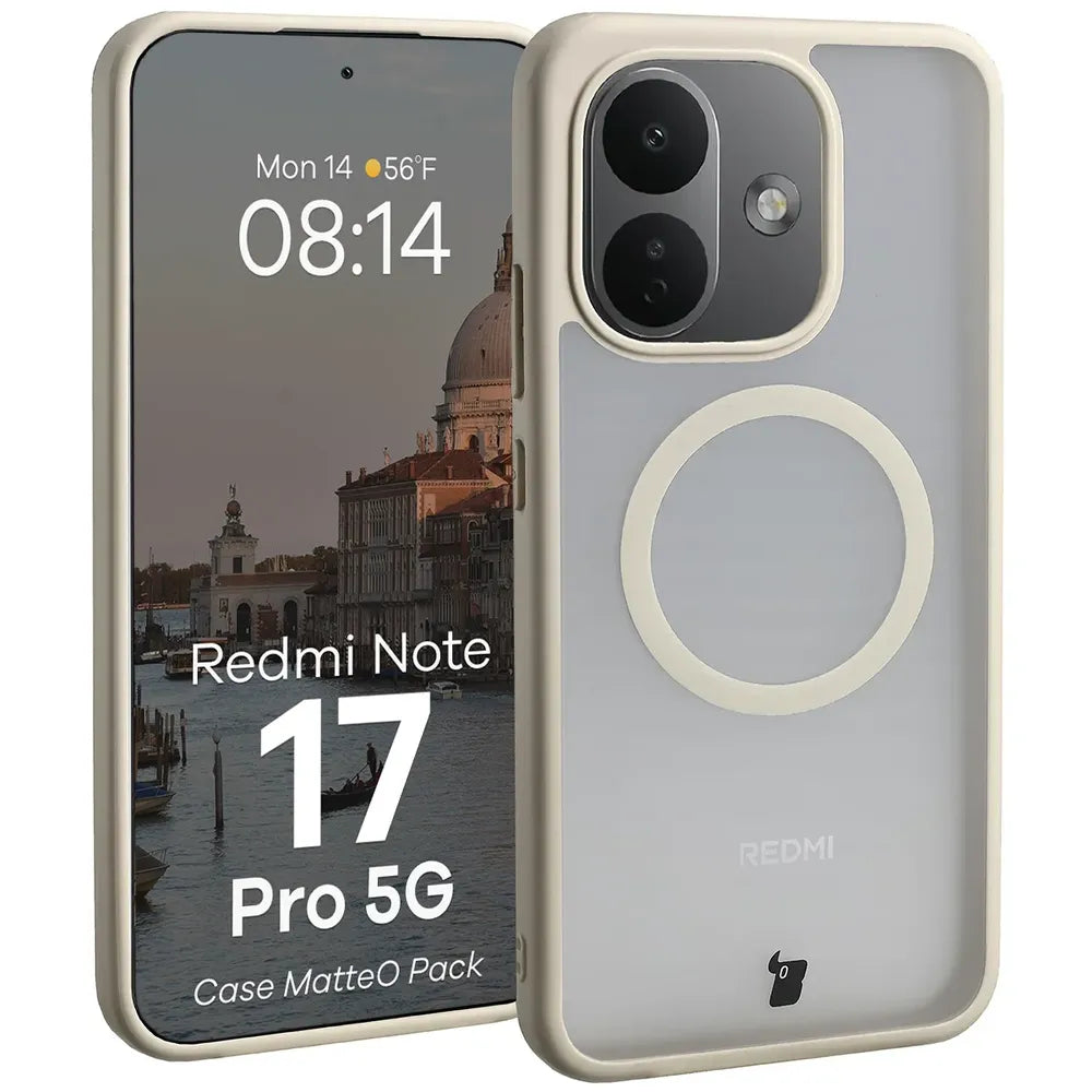 Handyhülle mit Magnetring + gehärtetem Glas für Xiaomi Redmi Note 17 Pro 5G, Bizon MatteO Pack, Getönt-Beige (3/9)