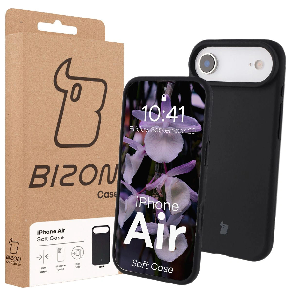 Silikon Handyhülle für iPhone Air, Bizon Soft Case, Schwarz