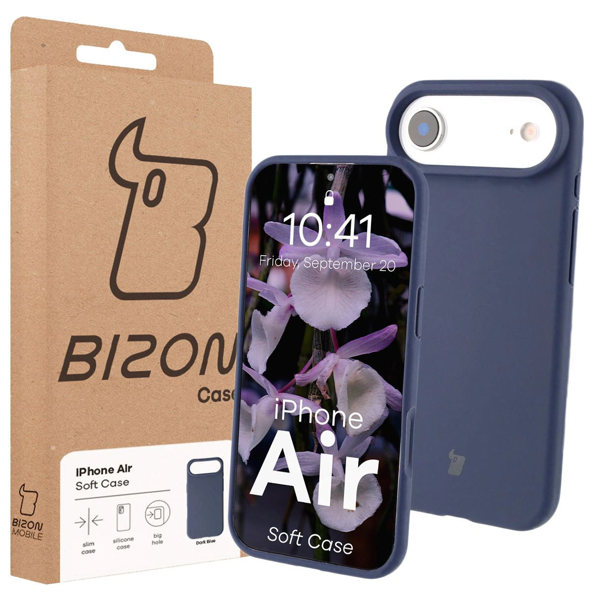Silikon Handyhülle für iPhone Air, Bizon Soft Case, Dunkelblau