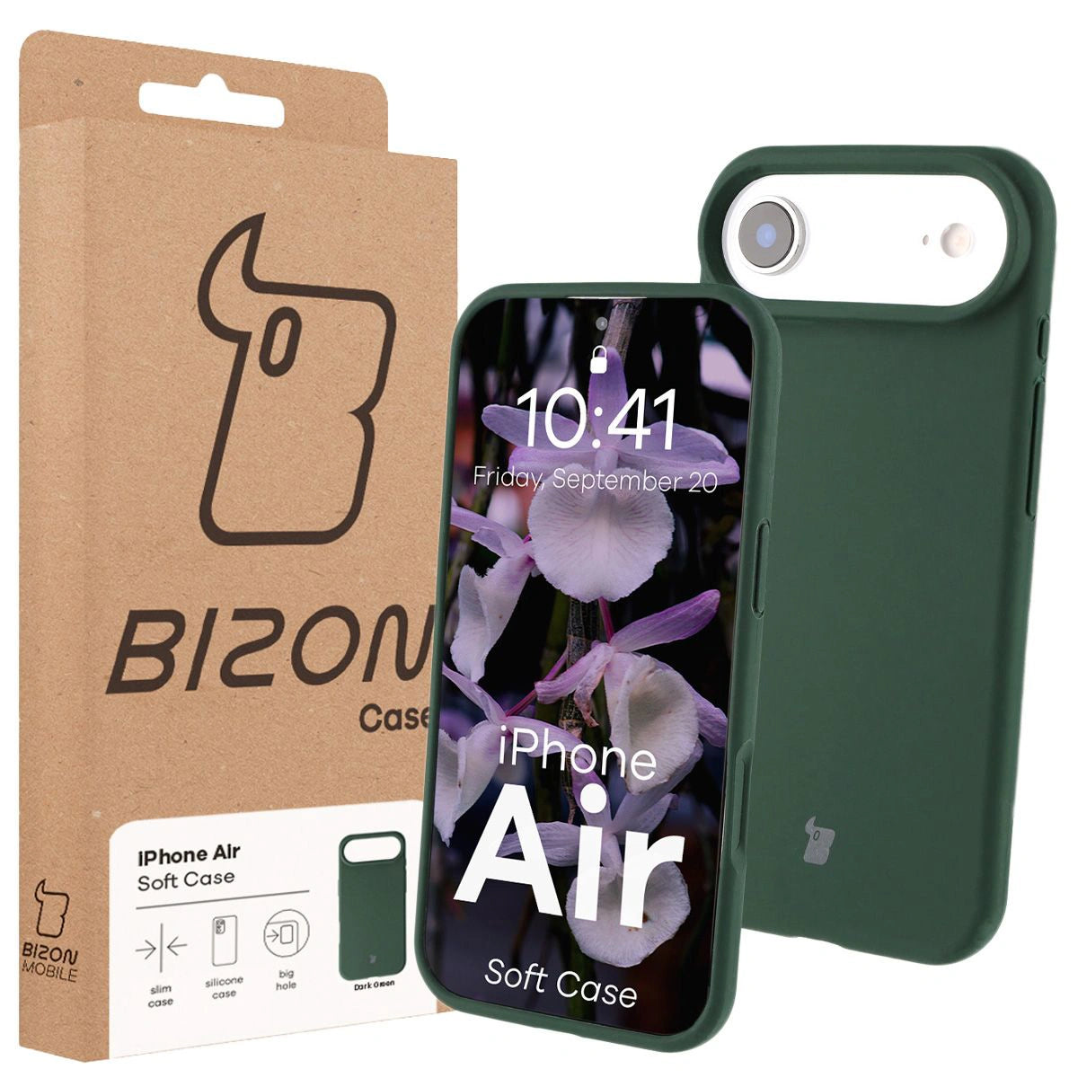 Silikon Handyhülle für iPhone Air, Bizon Soft Case, Dunkelgrün