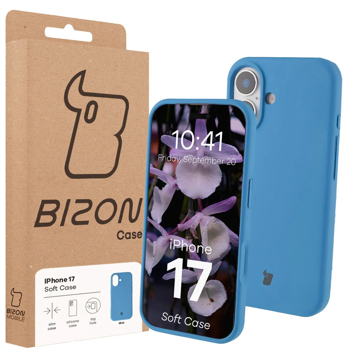 Silikon Handyhülle für iPhone 17, Bizon Soft Case, Blau