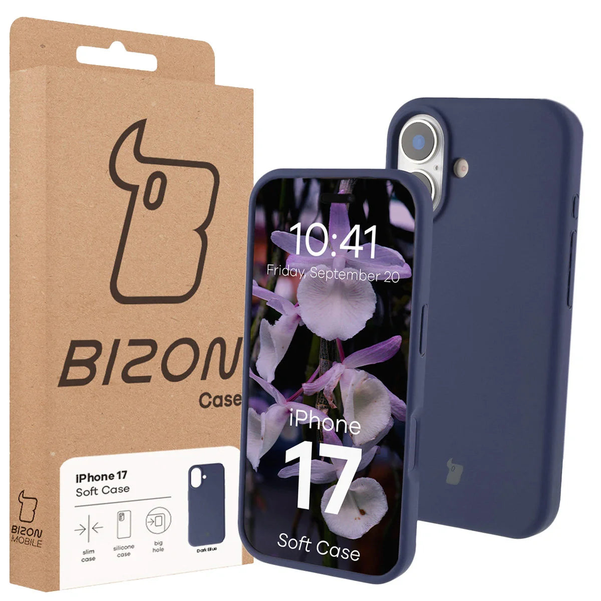 Silikon Handyhülle für iPhone 17, Bizon Soft Case, Dunkelblau
