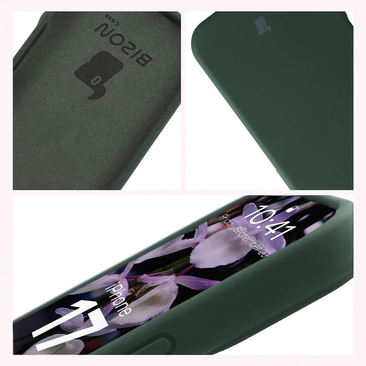 Silikon Handyhülle für iPhone 17, Bizon Soft Case, Dunkelgrün