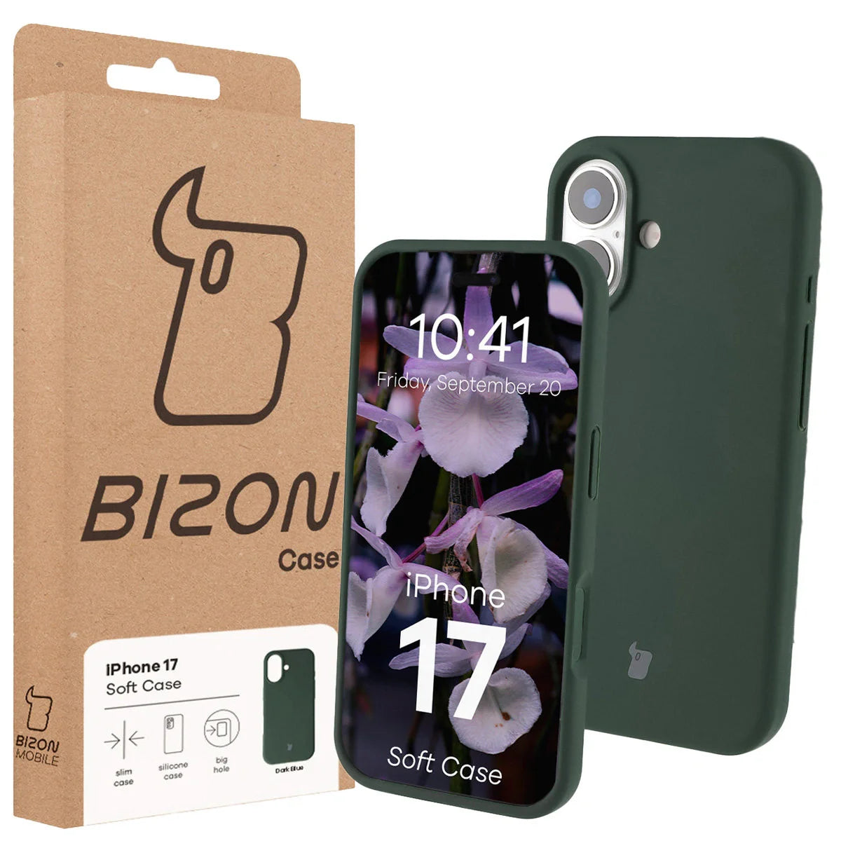 Silikon Handyhülle für iPhone 17, Bizon Soft Case, Dunkelgrün