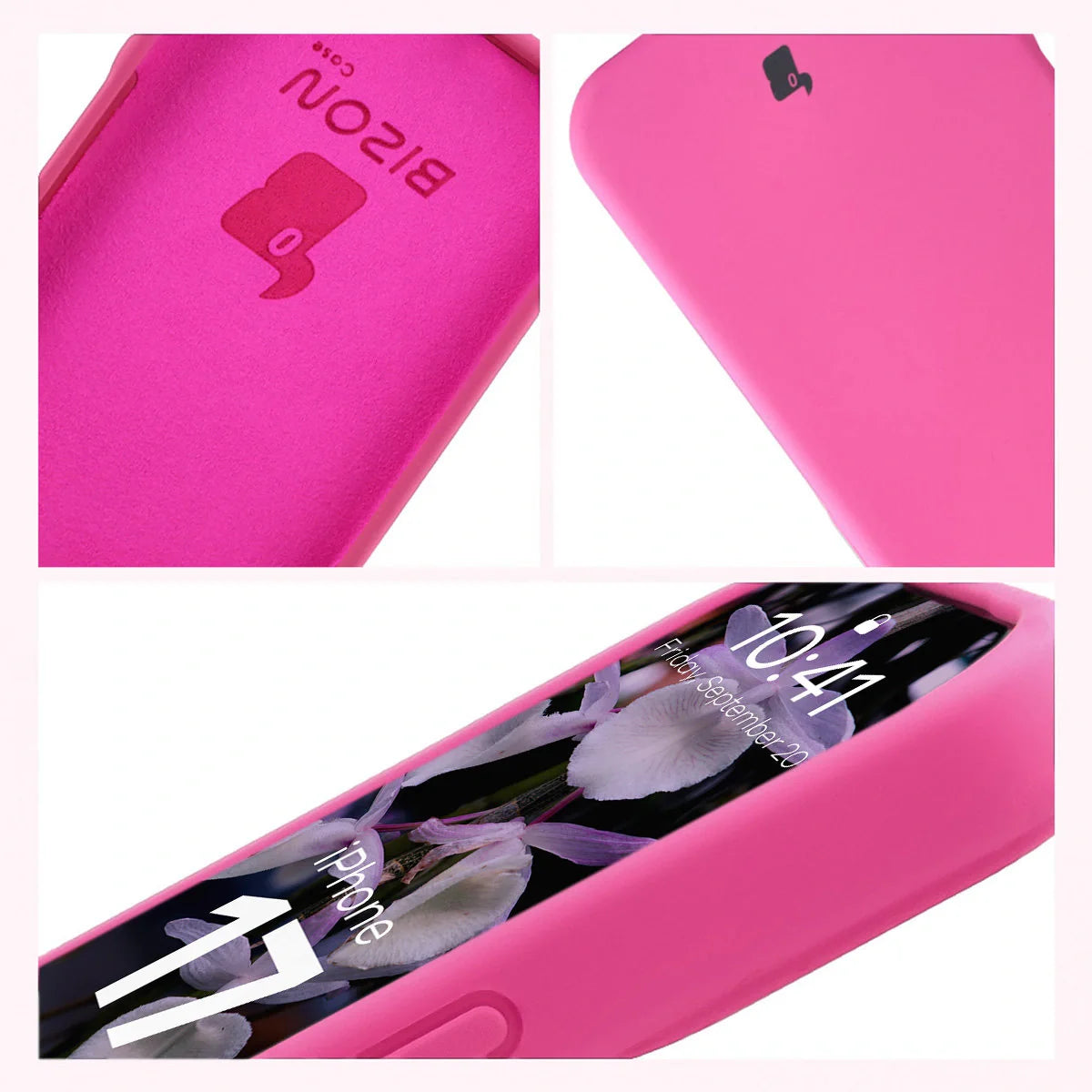 Silikon Handyhülle für iPhone 17, Bizon Soft Case, Dunkelpink