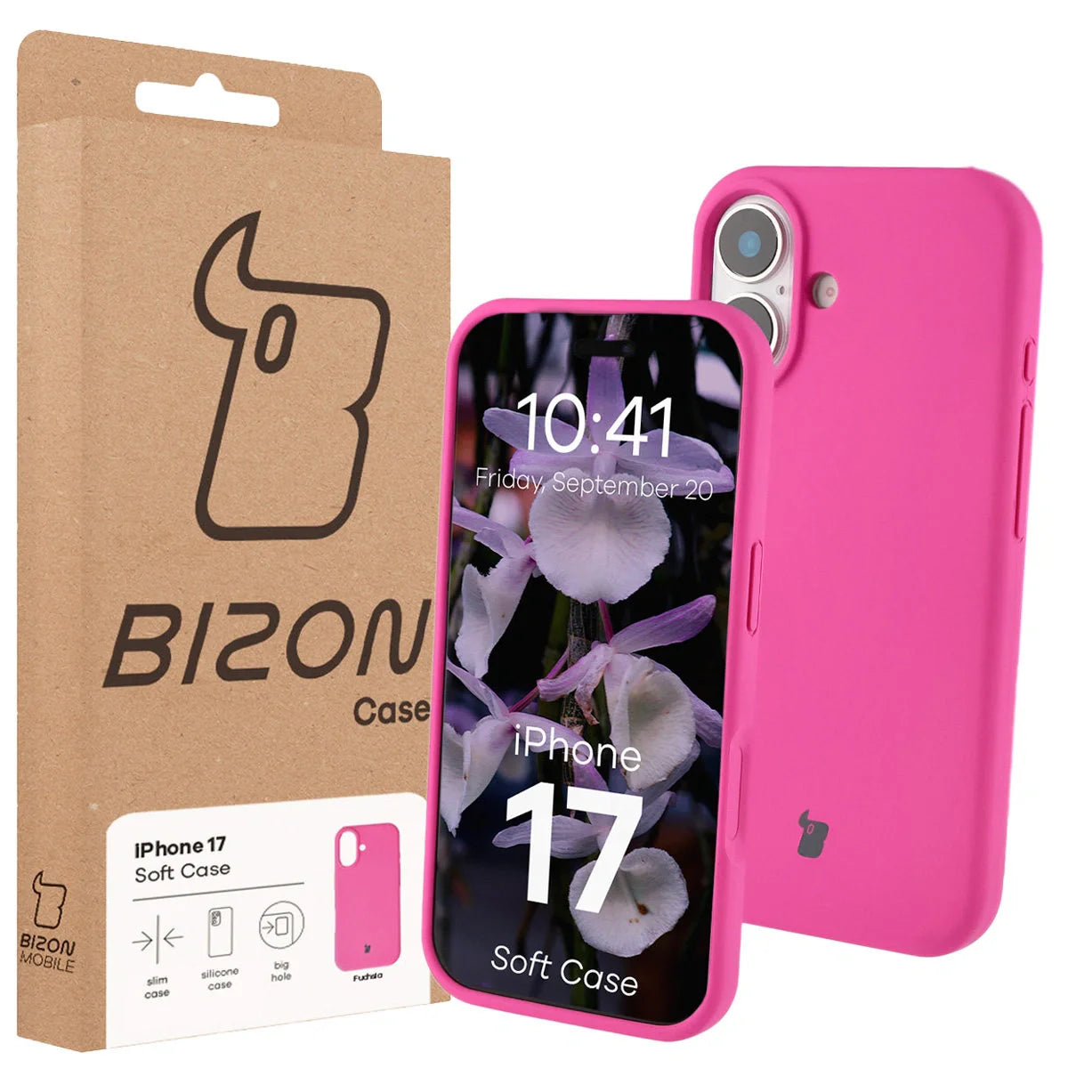 Silikon Handyhülle für iPhone 17, Bizon Soft Case, Dunkelpink