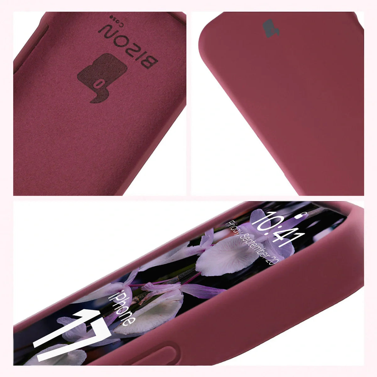 Silikon Handyhülle für iPhone 17, Bizon Soft Case, Pflaumenfarbe