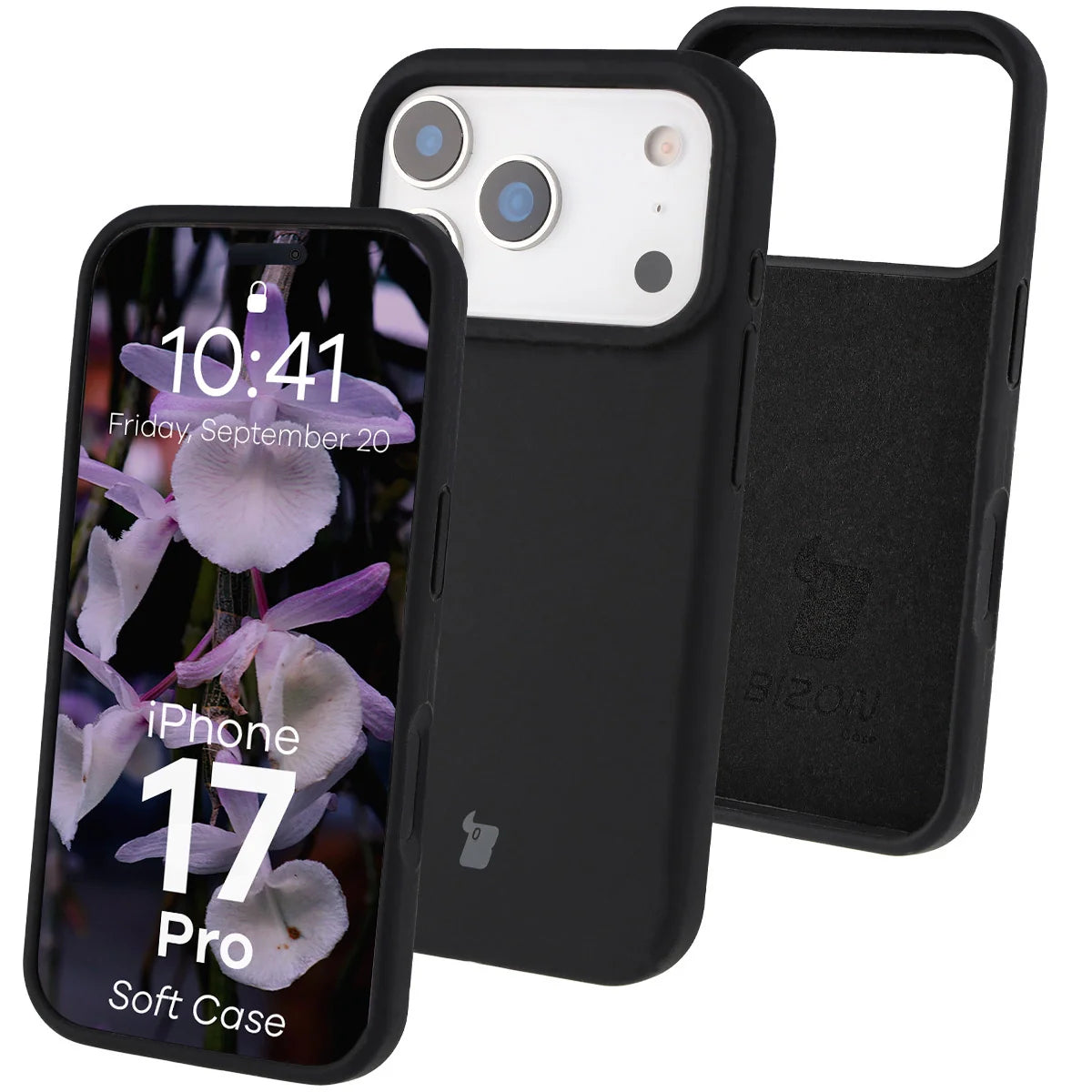 Silikon Handyhülle für iPhone 17 Pro, Bizon Soft Case, Schwarz