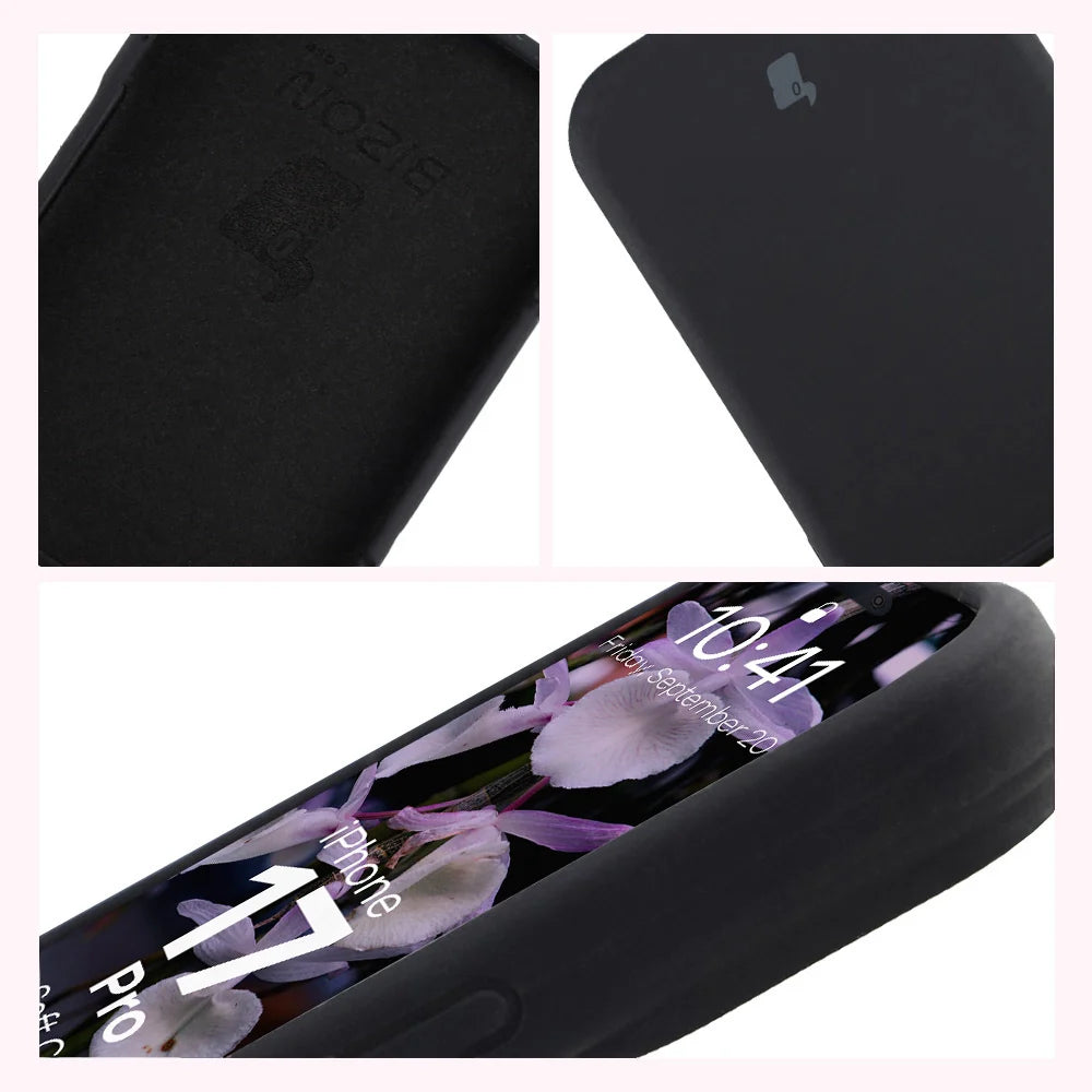 Silikon Handyhülle für iPhone 17 Pro, Bizon Soft Case, Schwarz