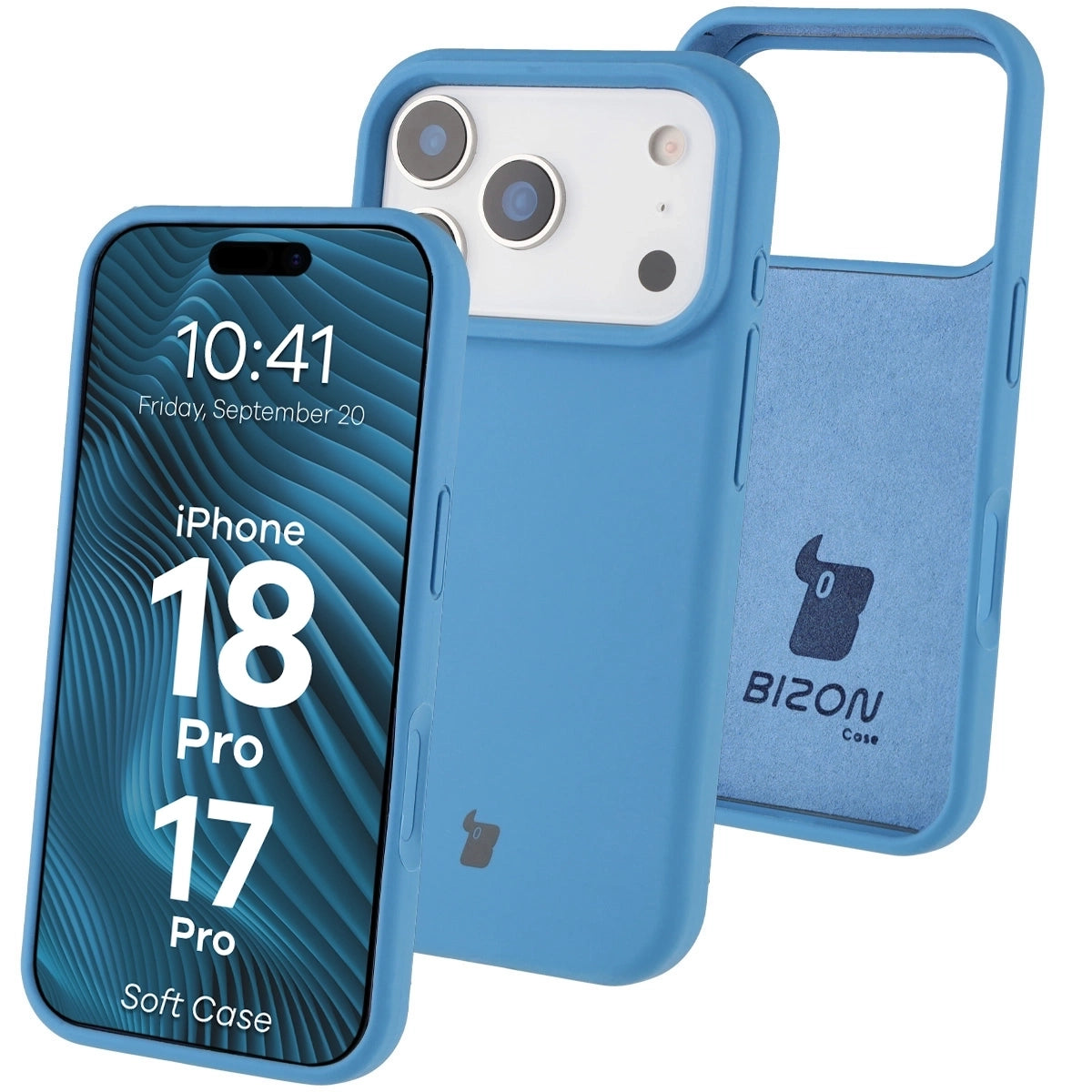 Silikon Handyhülle für iPhone 17 Pro, Bizon Soft Case, Blau