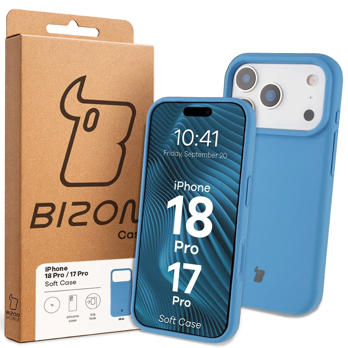 Silikon Handyhülle für iPhone 17 Pro, Bizon Soft Case, Blau