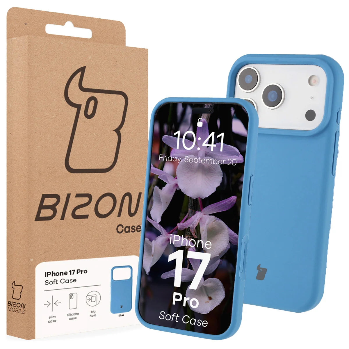 Silikon Handyhülle für iPhone 17 Pro, Bizon Soft Case, Blau