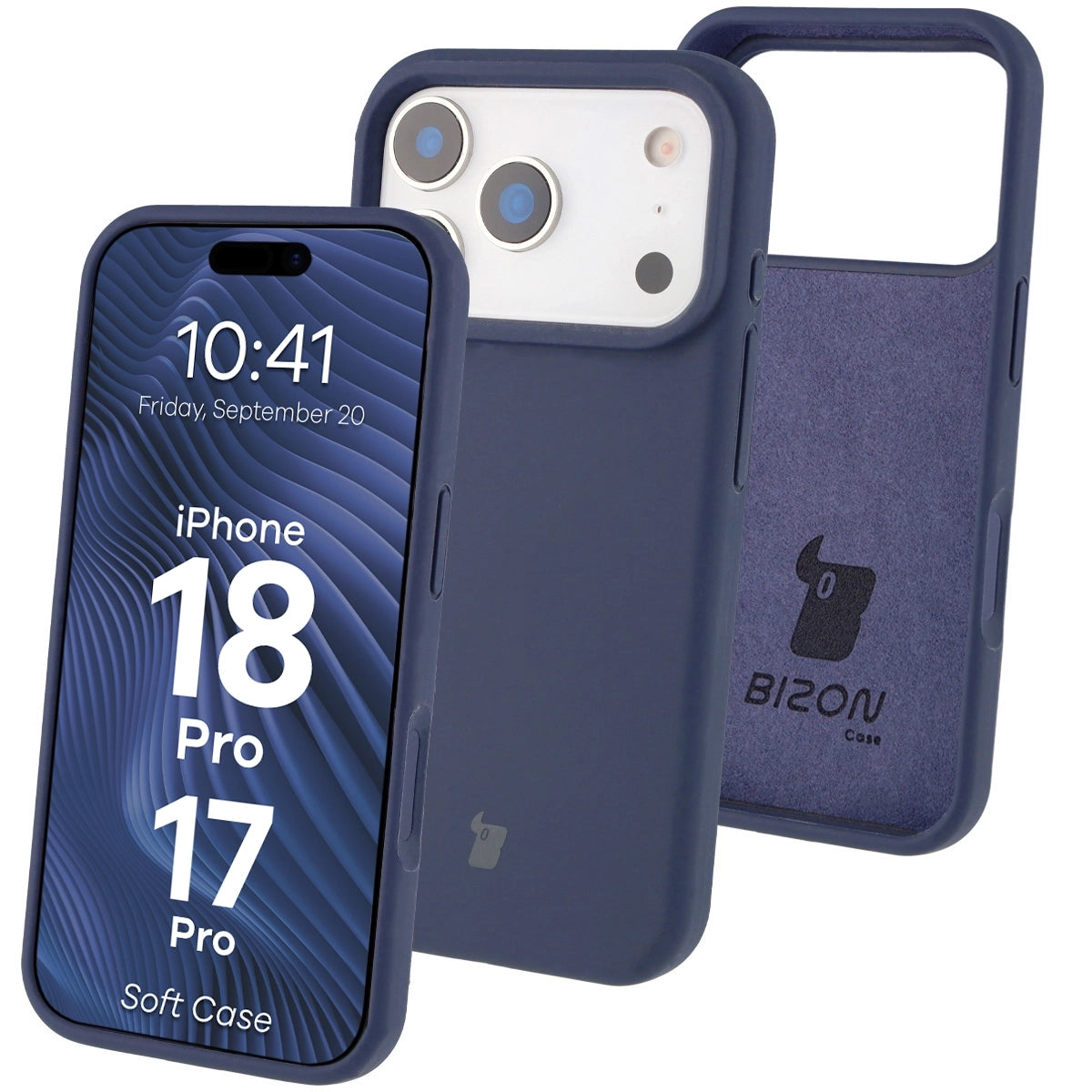 Silikon Handyhülle für iPhone 17 Pro, Bizon Soft Case, Dunkelblau