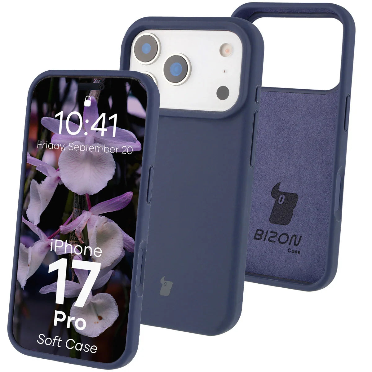 Silikon Handyhülle für iPhone 17 Pro, Bizon Soft Case, Dunkelblau