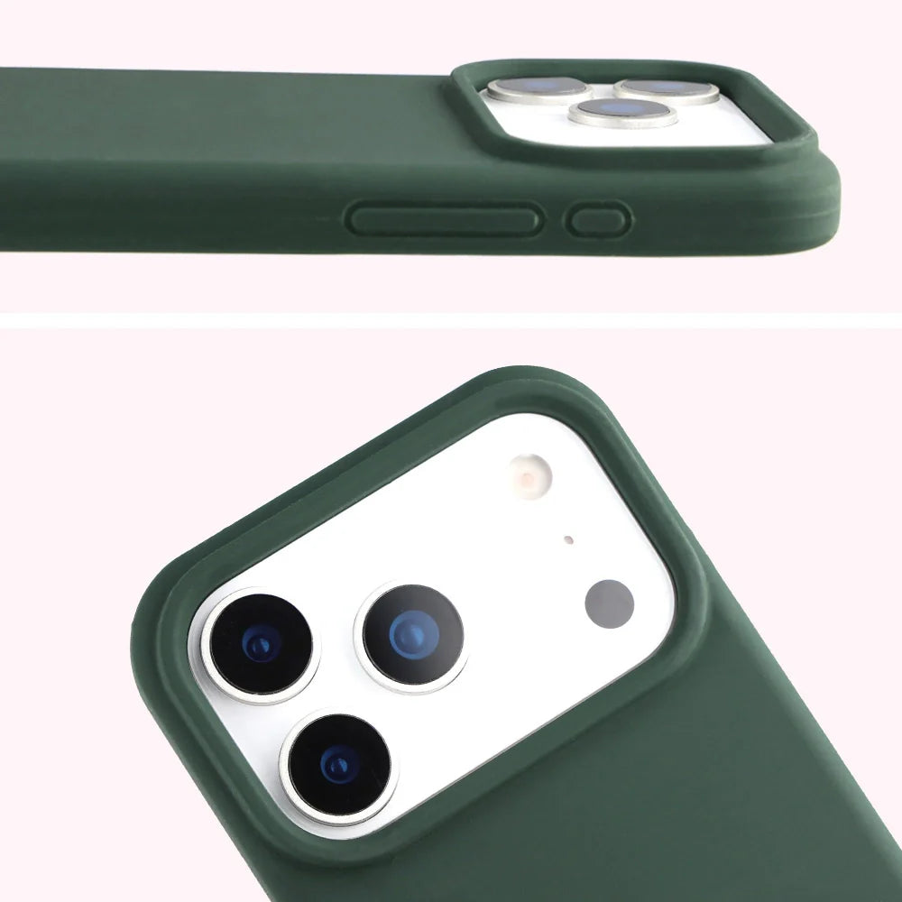 Silikon Handyhülle für iPhone 17 Pro, Bizon Soft Case, Dunkelgrün