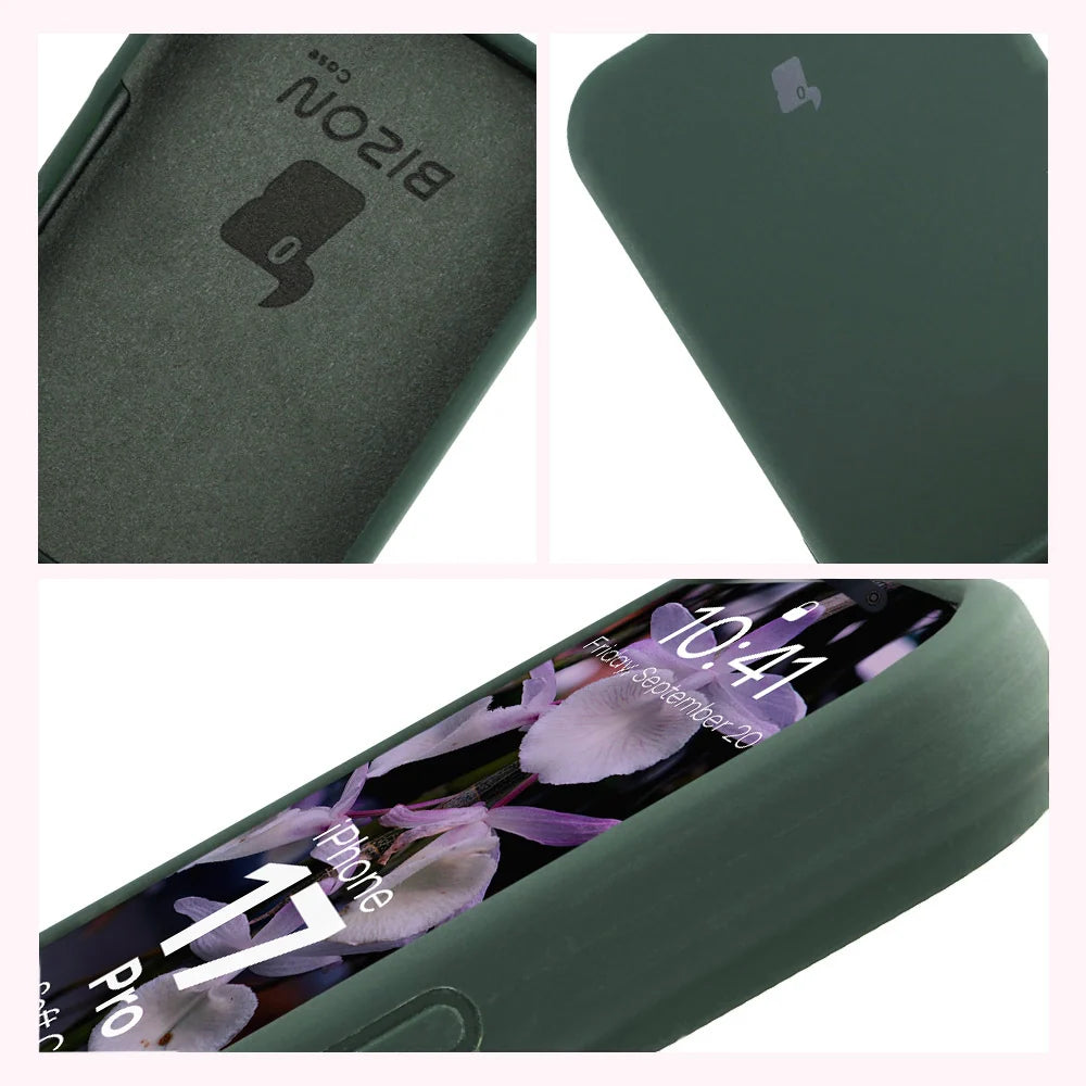 Silikon Handyhülle für iPhone 17 Pro, Bizon Soft Case, Dunkelgrün