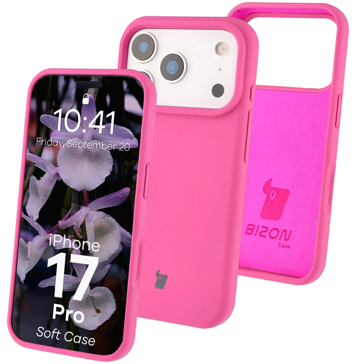 Silikon Handyhülle für iPhone 17 Pro, Bizon Soft Case, Dunkelpink