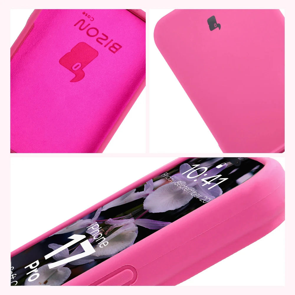 Silikon Handyhülle für iPhone 17 Pro, Bizon Soft Case, Dunkelpink