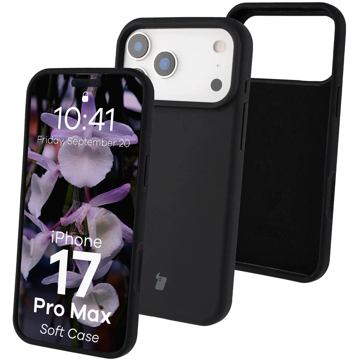 Silikon Handyhülle für iPhone 17 Pro Max, Bizon Soft Case, Schwarz