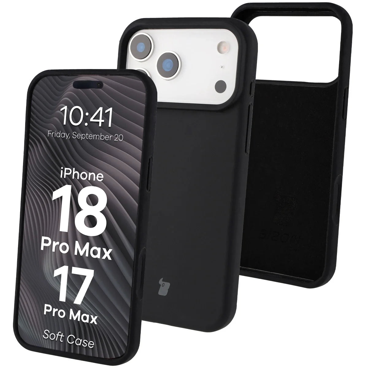 Silikon Handyhülle für iPhone 18 Pro Max / 17 Pro Max, Bizon Soft Case, Schwarz