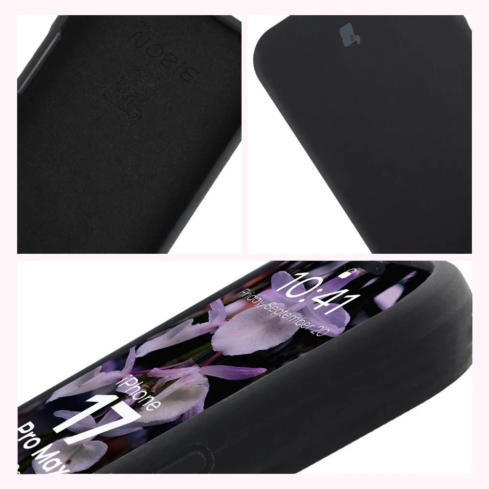 Silikon Handyhülle für iPhone 17 Pro Max, Bizon Soft Case, Schwarz