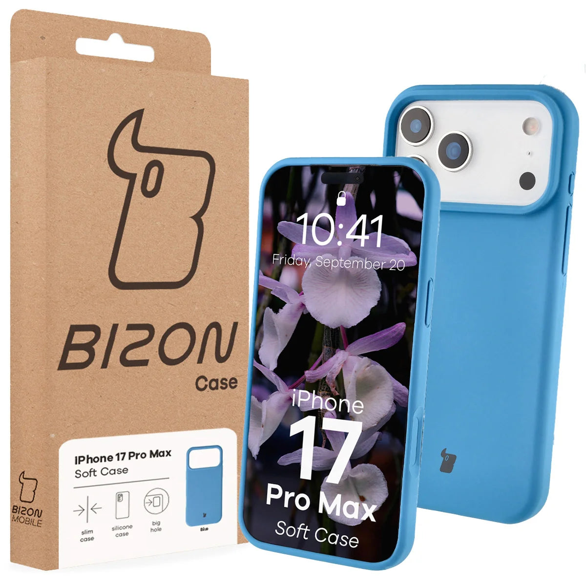 Silikon Handyhülle für iPhone 17 Pro Max, Bizon Soft Case, Blau