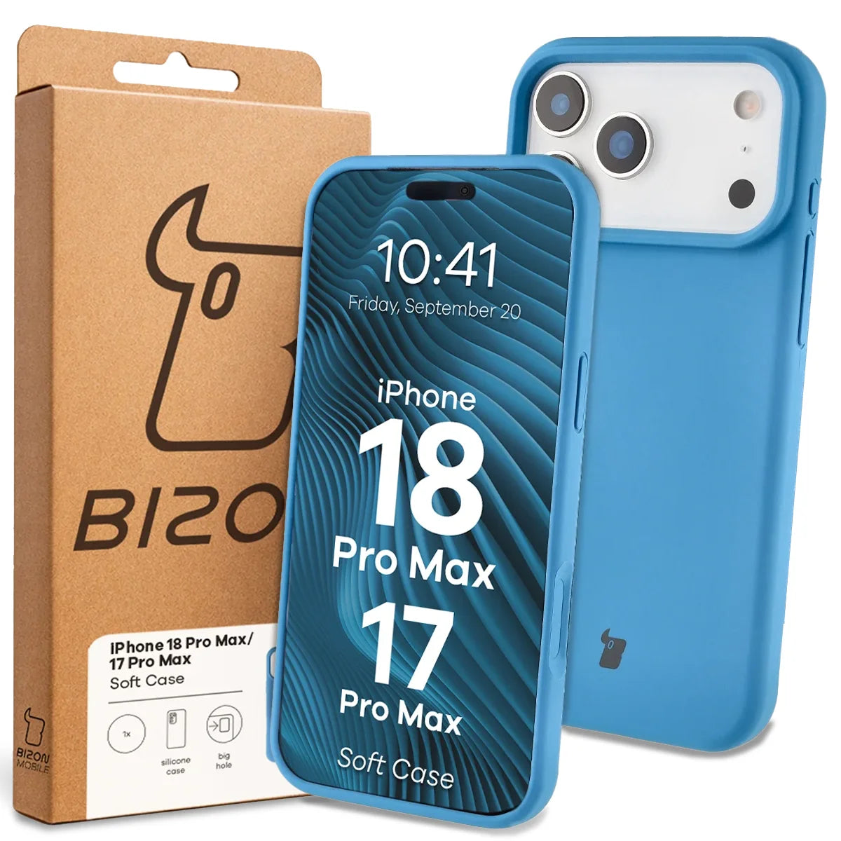 Silikon Handyhülle für iPhone 18 Pro Max / 17 Pro Max, Bizon Soft Case, Blau