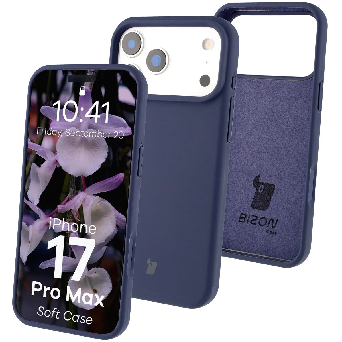 Silikon Handyhülle für iPhone 17 Pro Max, Bizon Soft Case, Dunkelblau