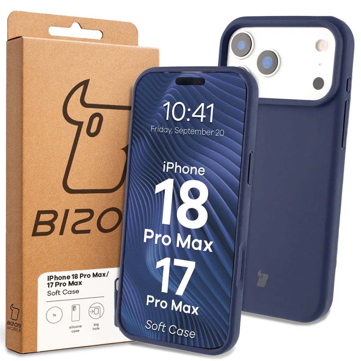 Silikon Handyhülle für iPhone 18 Pro Max / 17 Pro Max, Bizon Soft Case, Dunkelblau