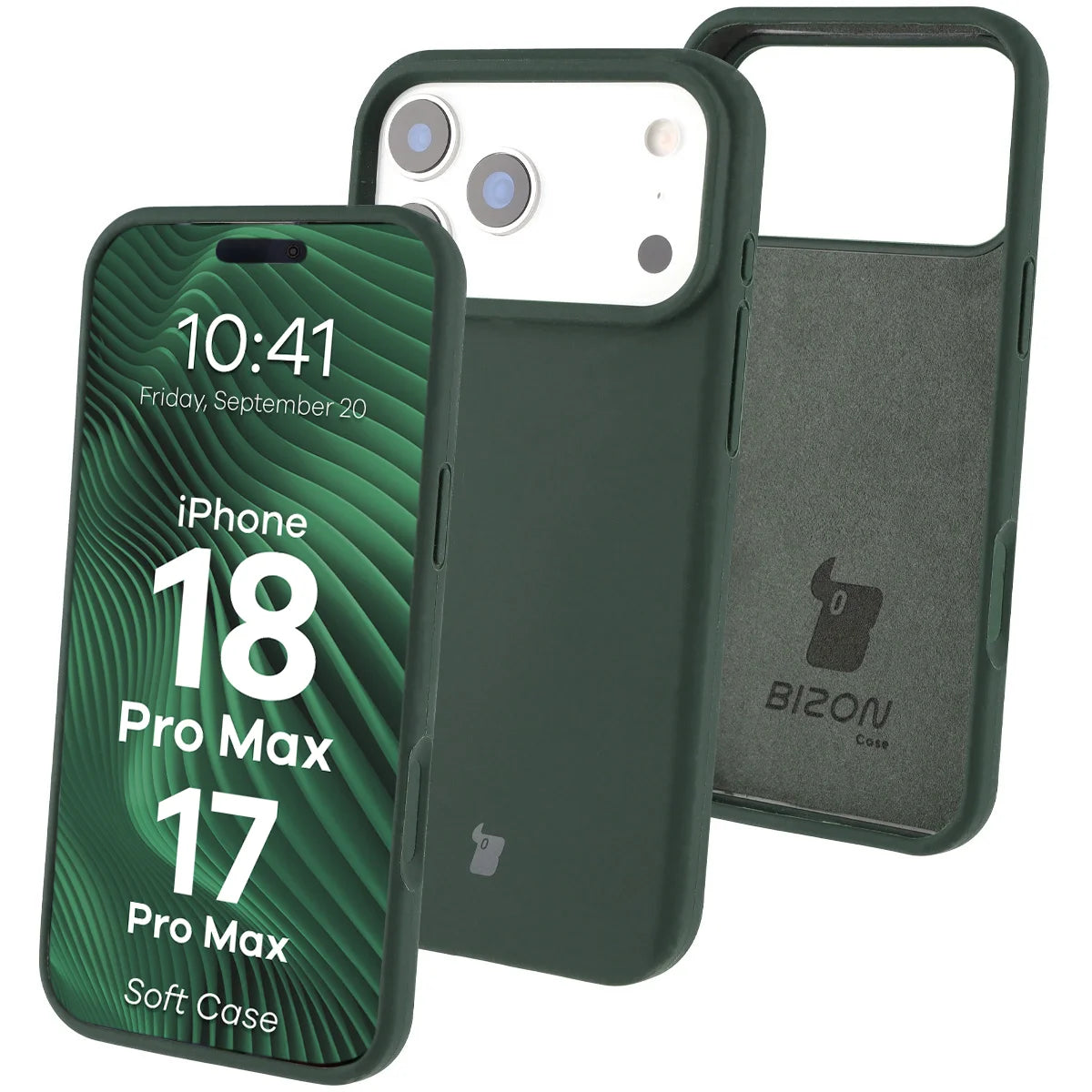 Silikon Handyhülle für iPhone 18 Pro Max / 17 Pro Max, Bizon Soft Case, Dunkelgrün