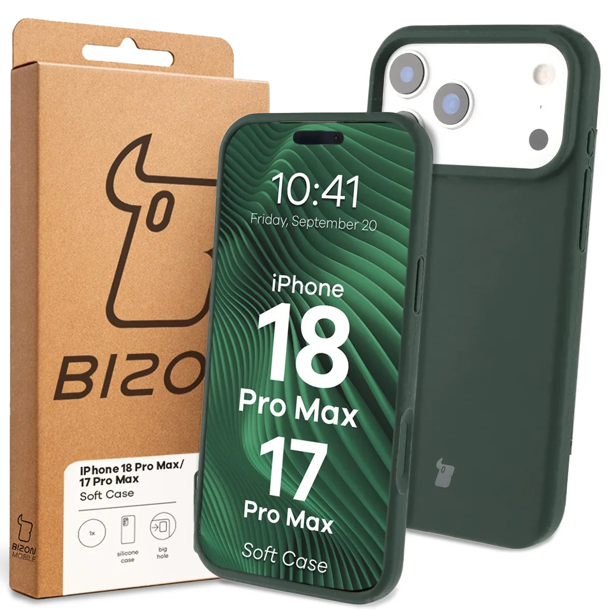 Silikon Handyhülle für iPhone 18 Pro Max / 17 Pro Max, Bizon Soft Case, Dunkelgrün