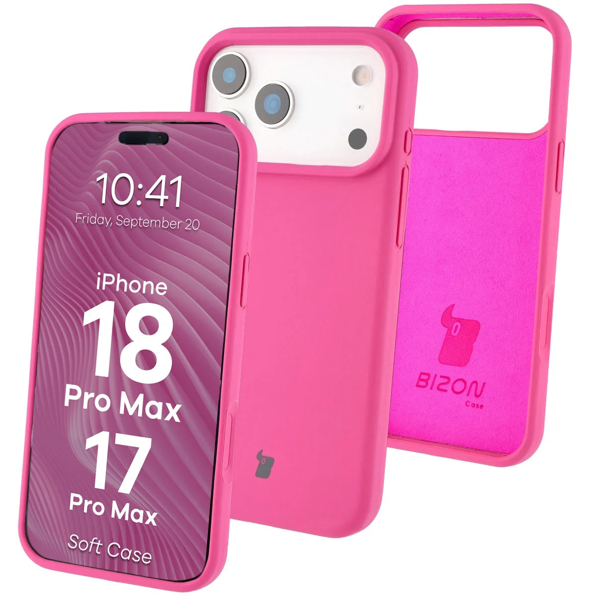 Silikon Handyhülle für iPhone 18 Pro Max / 17 Pro Max, Bizon Soft Case, Dunkelpink