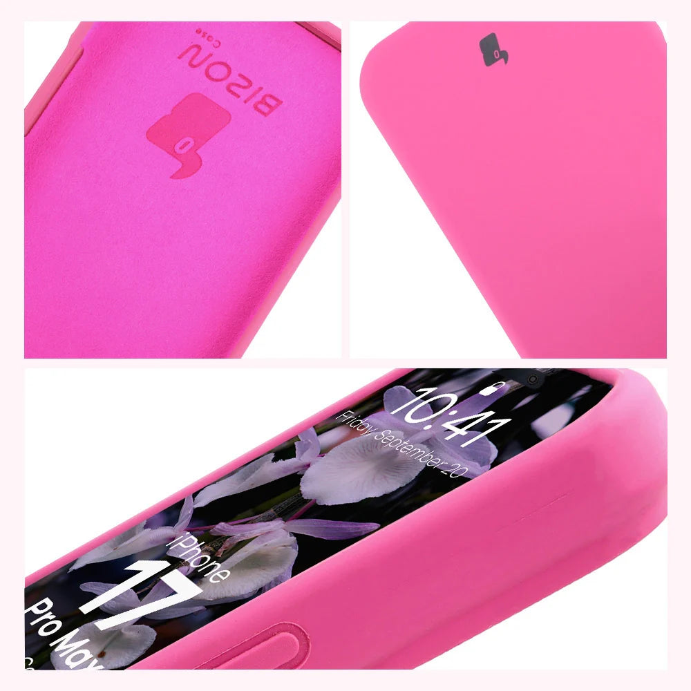 Silikon Handyhülle für iPhone 17 Pro Max, Bizon Soft Case, Dunkelpink