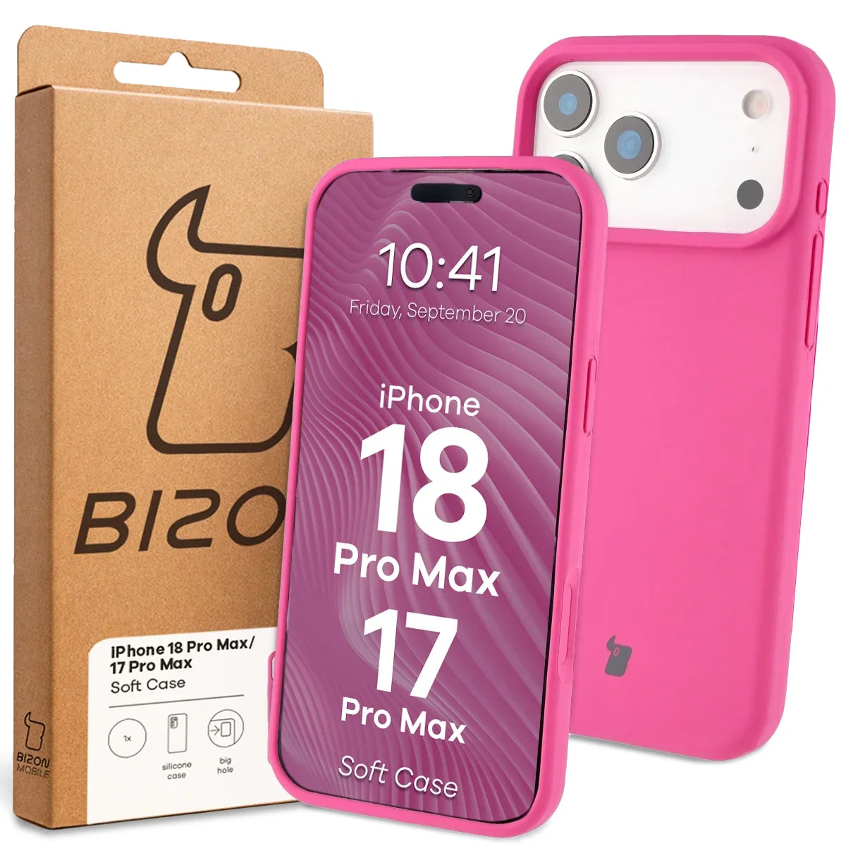 Silikon Handyhülle für iPhone 18 Pro Max / 17 Pro Max, Bizon Soft Case, Dunkelpink