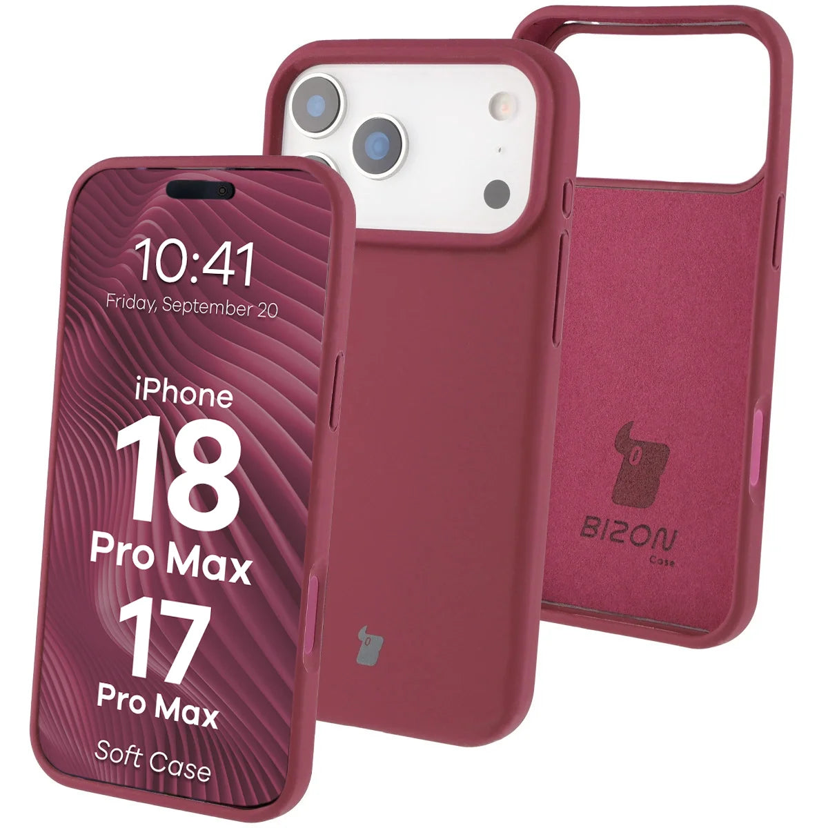 Silikon Handyhülle für iPhone 18 Pro Max / 17 Pro Max, Bizon Soft Case, Pflaumenfarbe