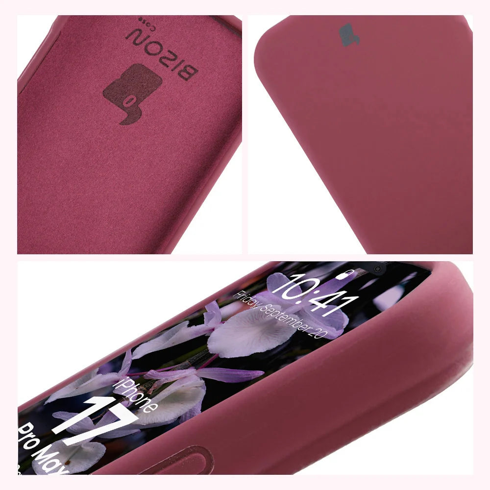 Silikon Handyhülle für iPhone 17 Pro Max, Bizon Soft Case, Pflaumenfarbe