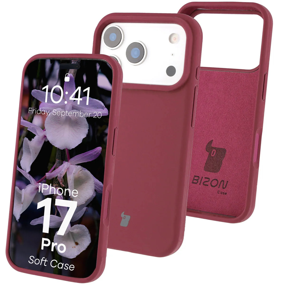 Silikon Handyhülle für iPhone 17 Pro, Bizon Soft Case, Pflaumenfarbe