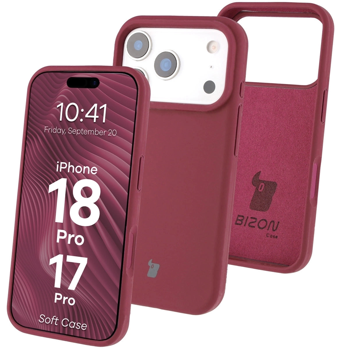 Silikon Handyhülle für iPhone 18 Pro / 17 Pro, Bizon Soft Case, Pflaumenfarbe