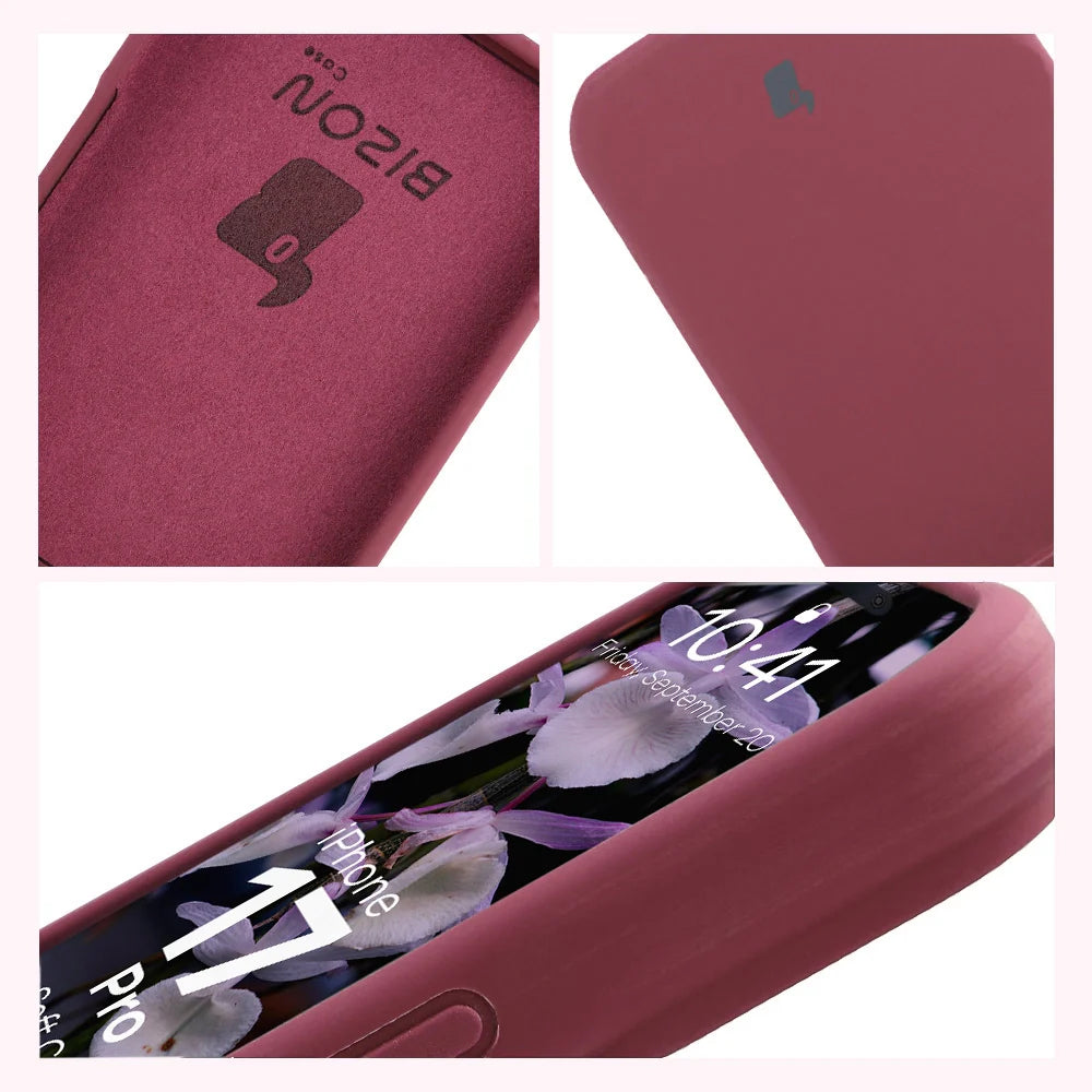 Silikon Handyhülle für iPhone 17 Pro, Bizon Soft Case, Pflaumenfarbe