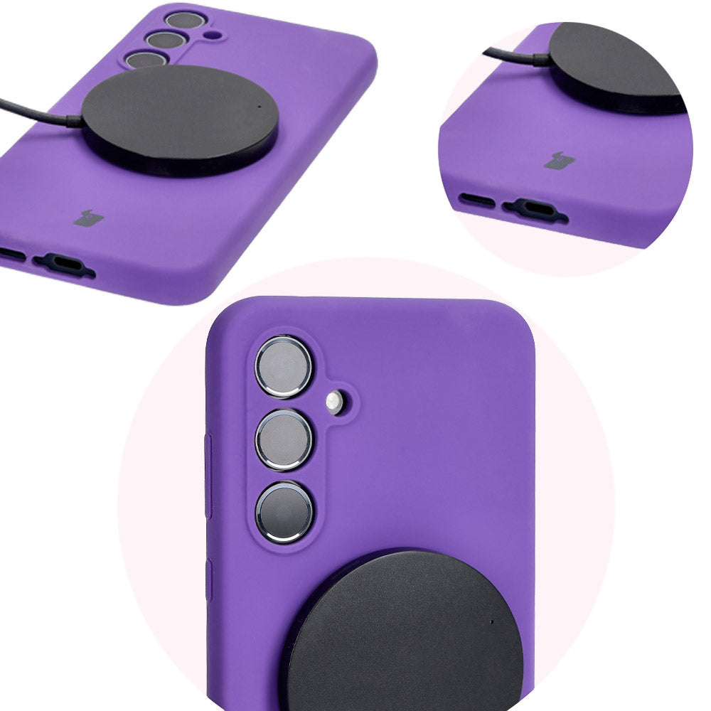 Silikon Handyhülle für Galaxy A55 5G, Bizon Soft Case, Violett