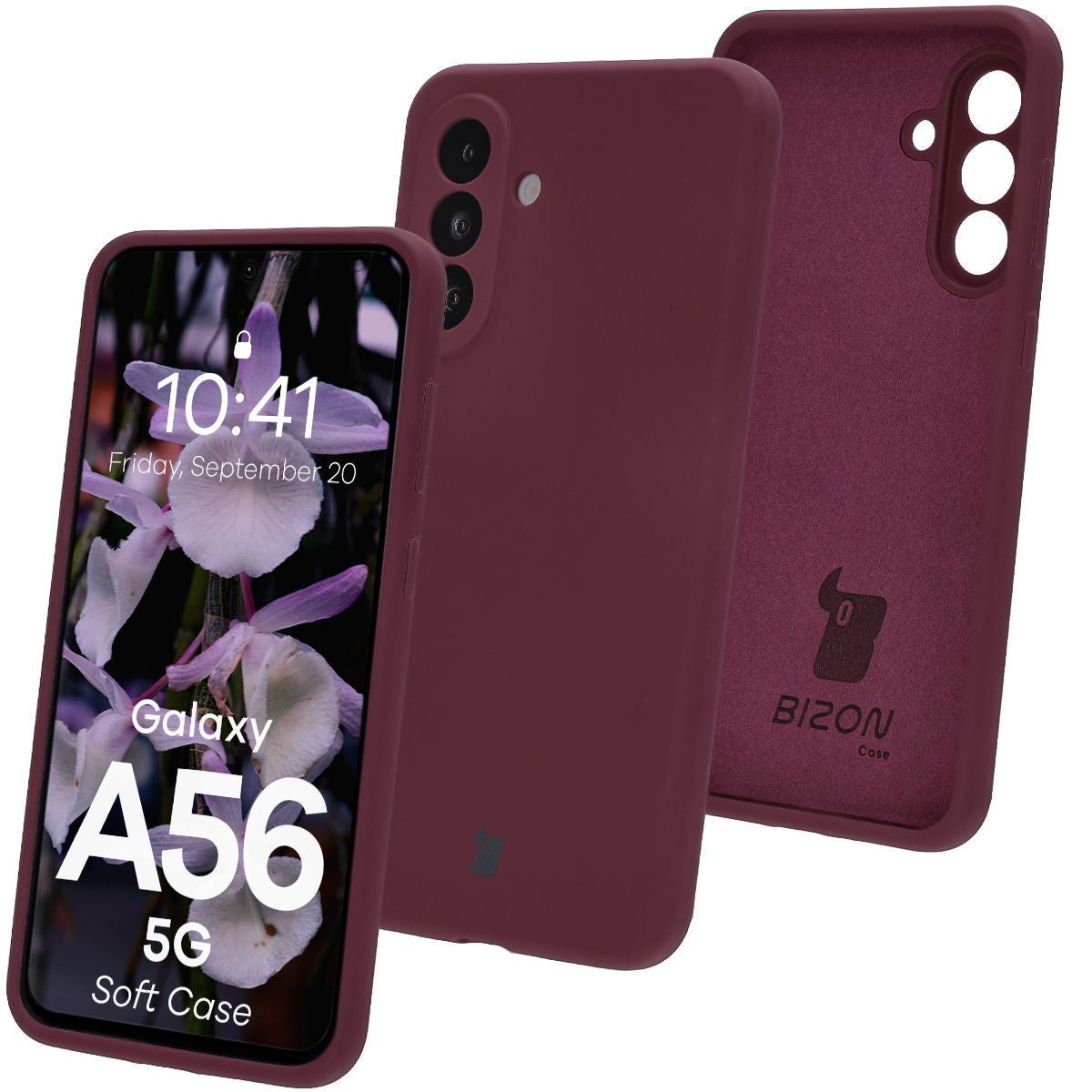 Silikon Handyhülle für Galaxy A56 5G, Bizon Soft Case, Pflaumenfarbe