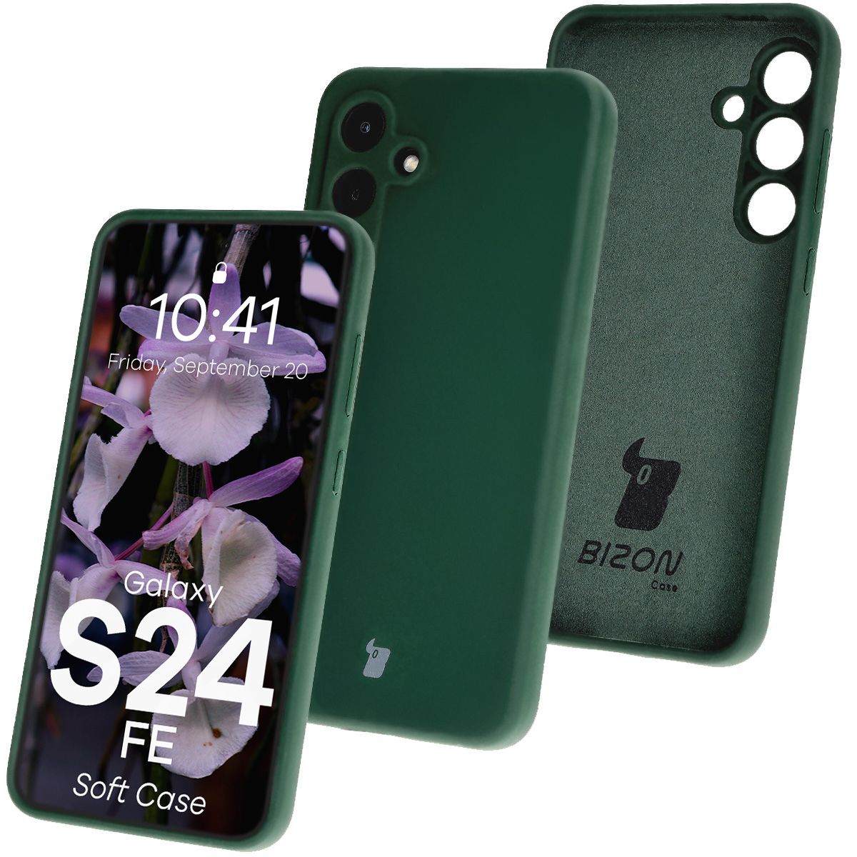 Silikon Handyhülle für Galaxy S24 FE, Bizon Soft Case, Dunkelgrün
