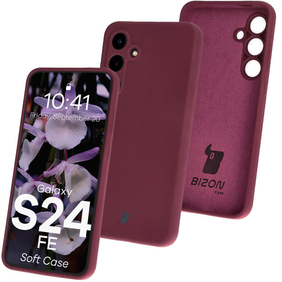 Silikon Handyhülle für Galaxy S24 FE, Bizon Soft Case, Pflaumenfarbe
